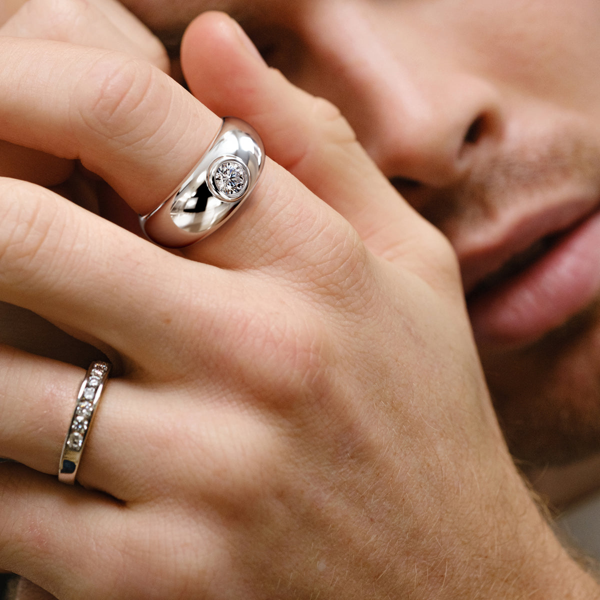 Lab Diamond Signet Ring 0.50ct in 925 Silver H/SI