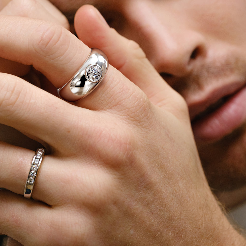 Men's Lab Diamond Signet Ring 0.50ct in 925 Silver H/SI
