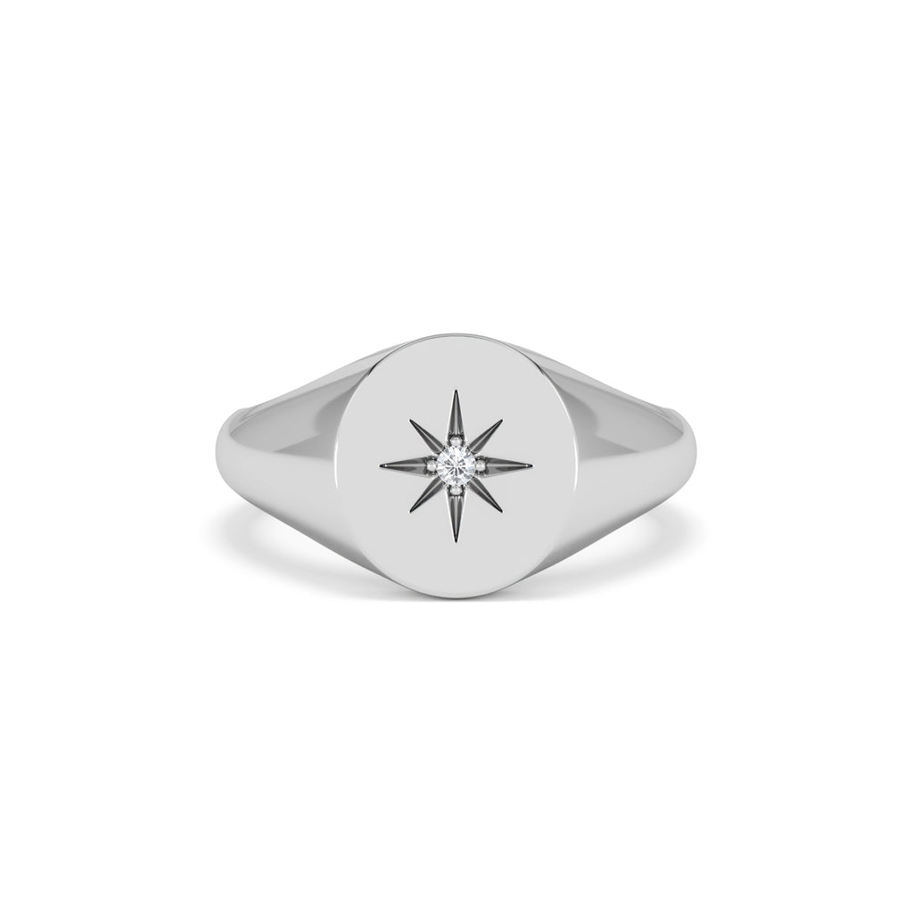Star Signet Lab Diamond Ring in 925 Silver