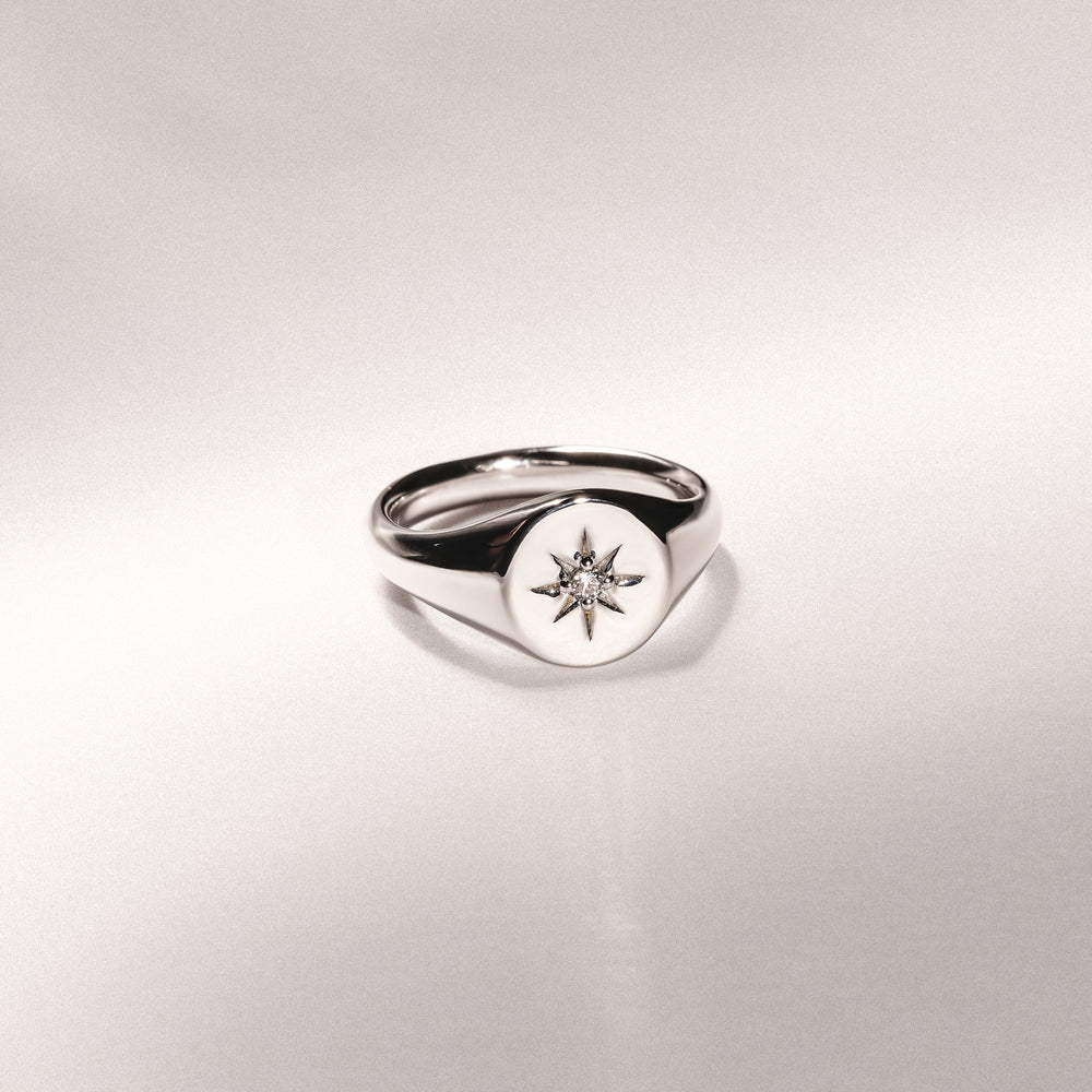Star Signet Lab Diamond Ring in 925 Silver