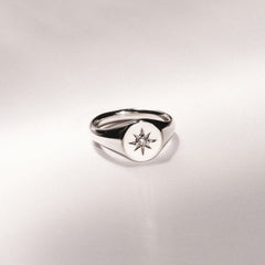 Star Signet Lab Diamond Ring in 925 Silver