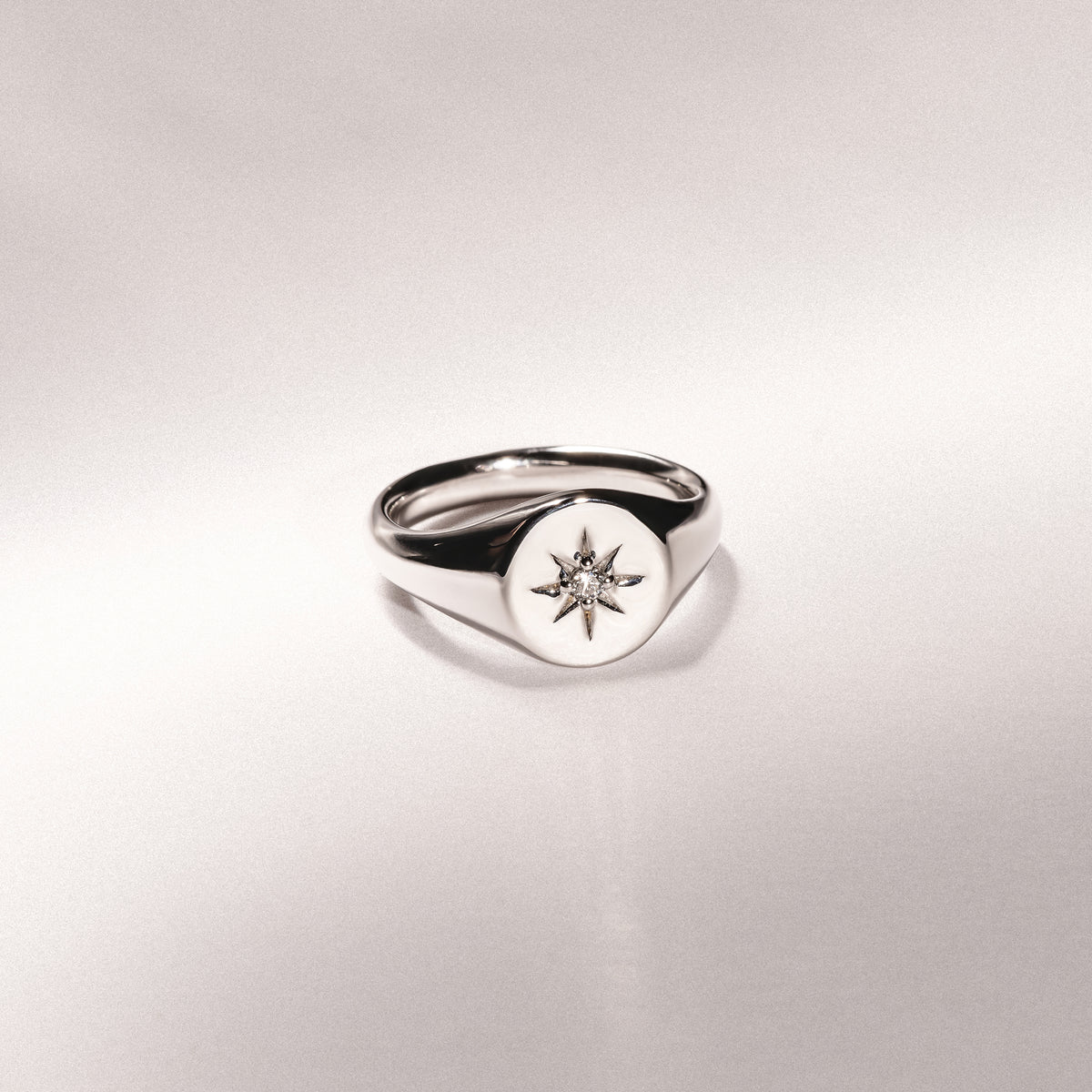 Star Signet Lab Diamond Ring in 925 Silver