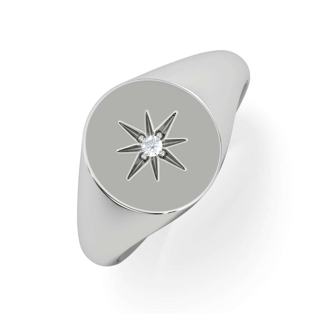 Star Signet Lab Diamond Ring in 925 Silver