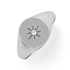 Star Signet Lab Diamond Ring in 925 Silver