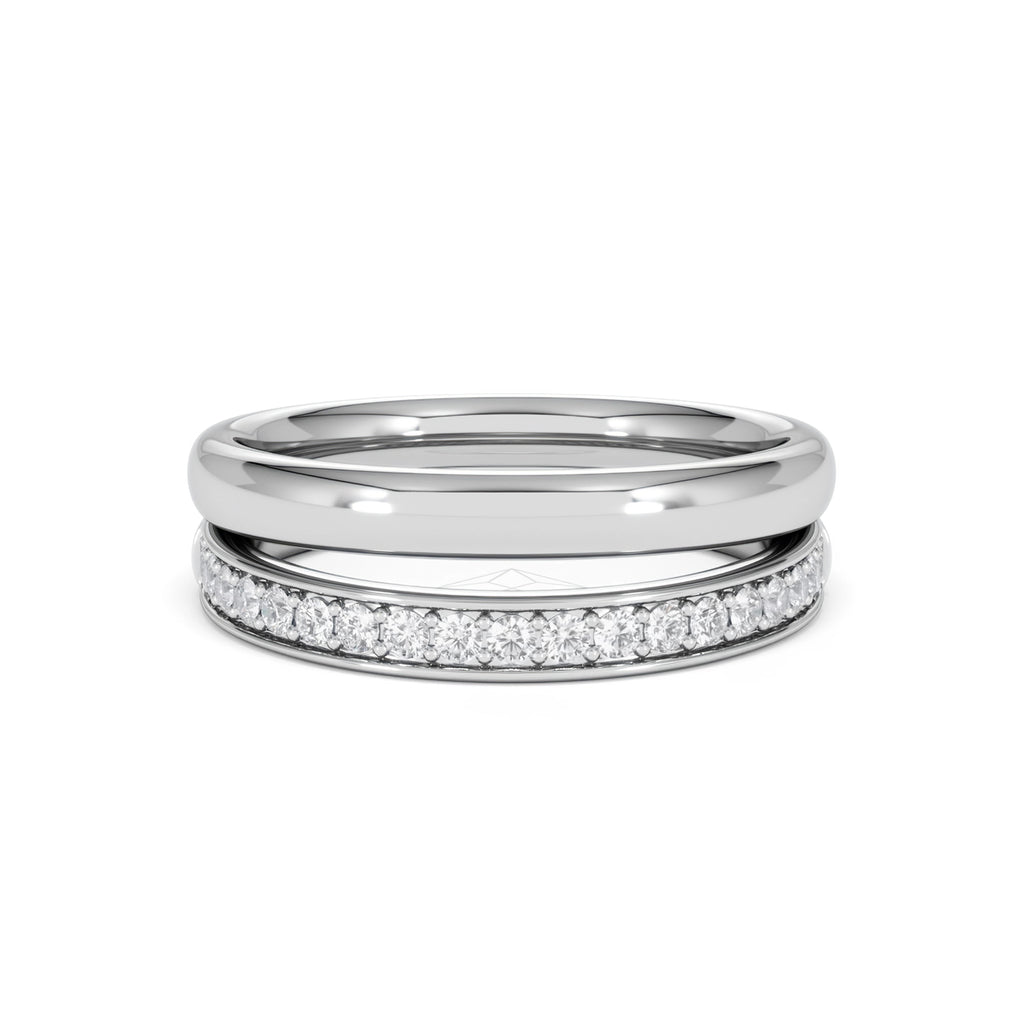 Lab Diamond Double Band Stacking Curve Ring 0.26ct in 925 Silver