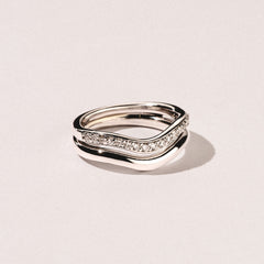 Duo Wave Stacking Lab Diamond Ring 0.26ct in 9K White Gold