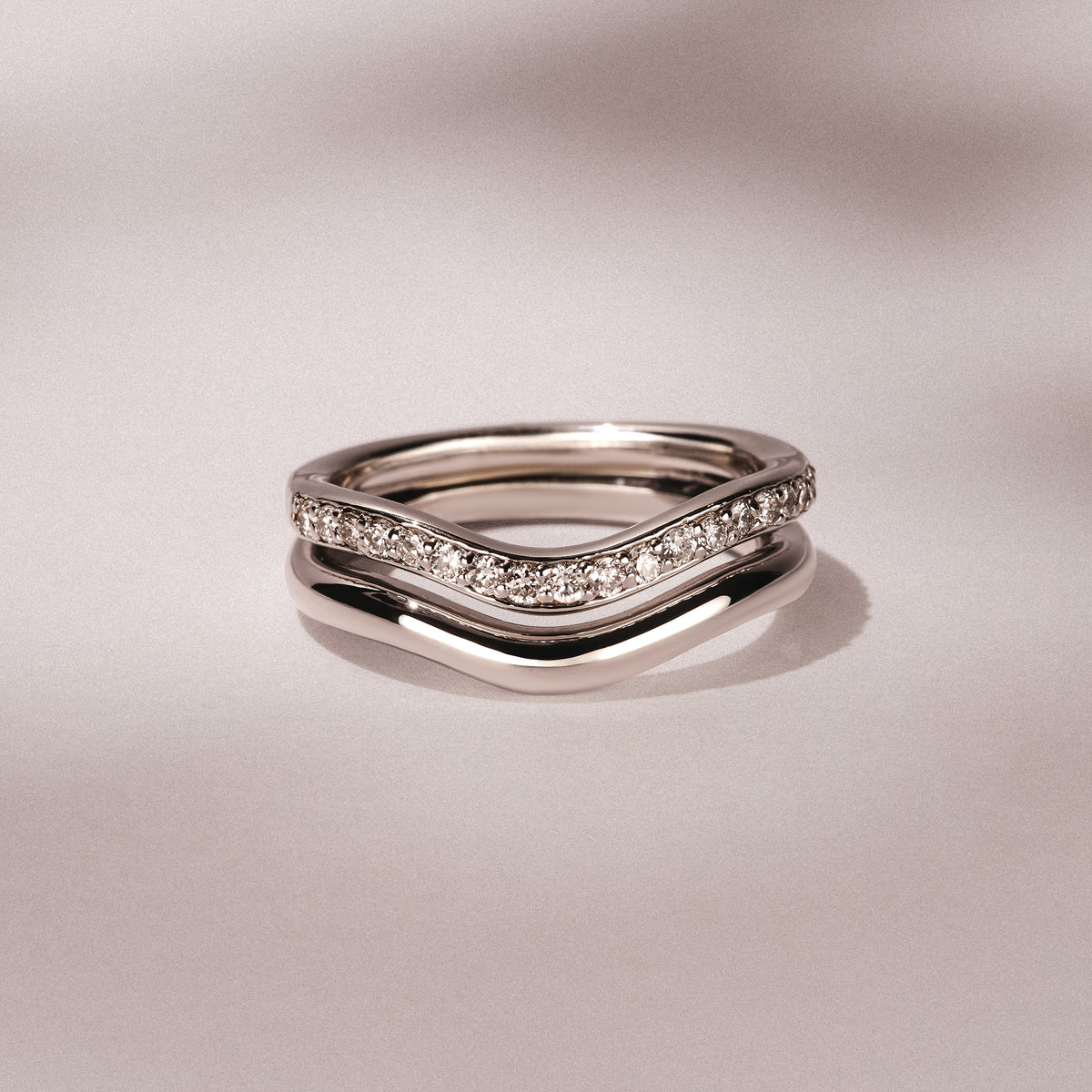 Duo Wave Stacking Lab Diamond Ring 0.26ct in 925 Silver