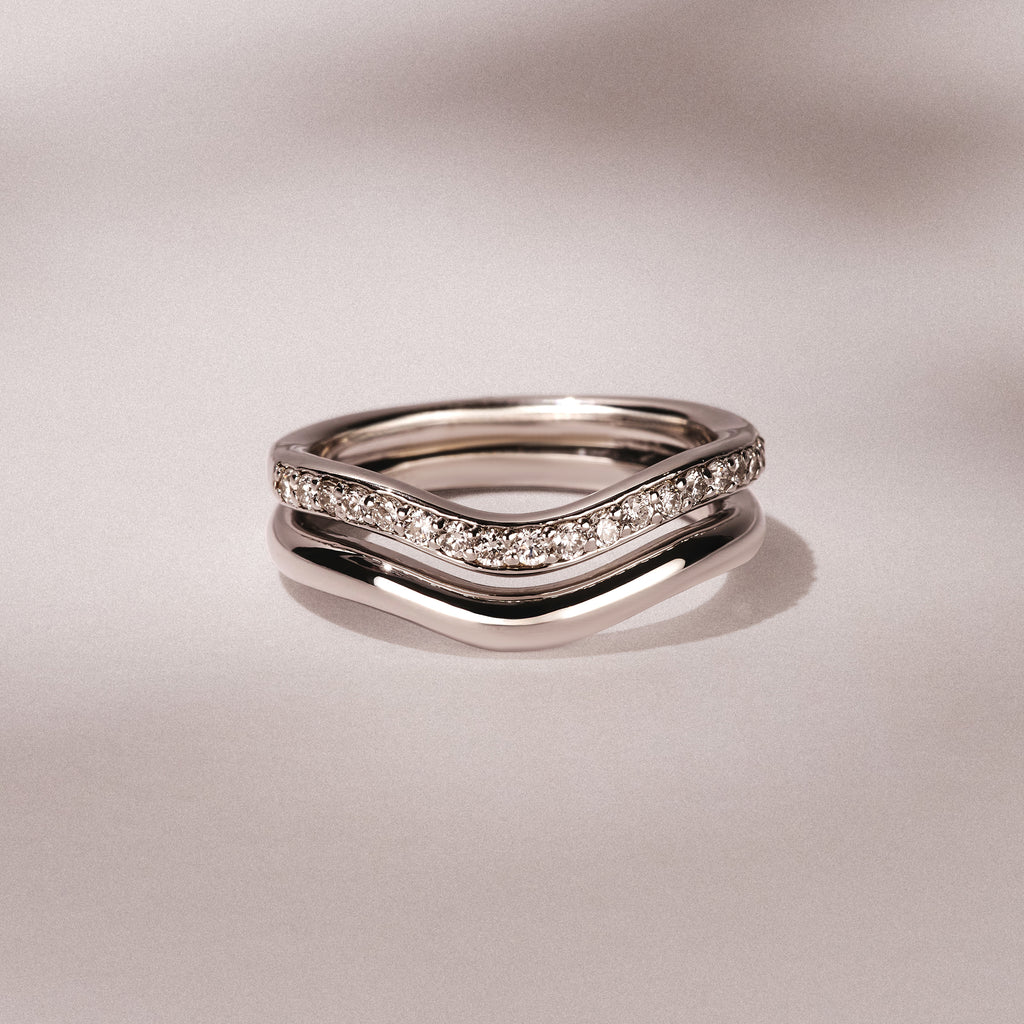Duo Wave Stacking Lab Diamond Ring 0.26ct in 9K White Gold