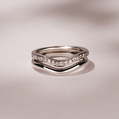 Duo Wave Stacking Lab Diamond Ring 0.26ct in 9K White Gold