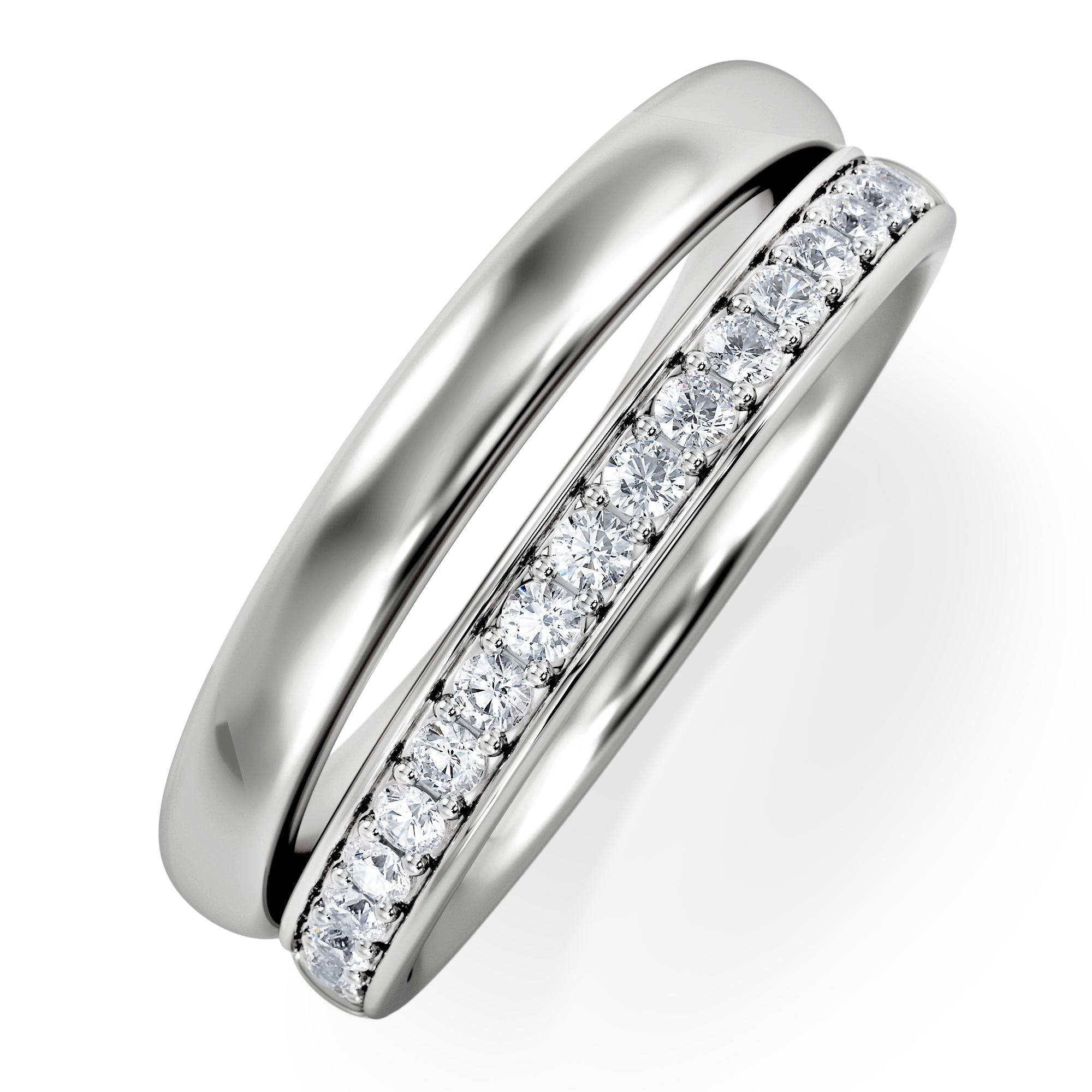 Duo Stacking Lab Diamond Ring 0.26ct in 925 Silver