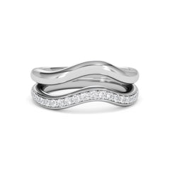 Duo Wave Stacking Lab Diamond Ring 0.26ct in 9K White Gold