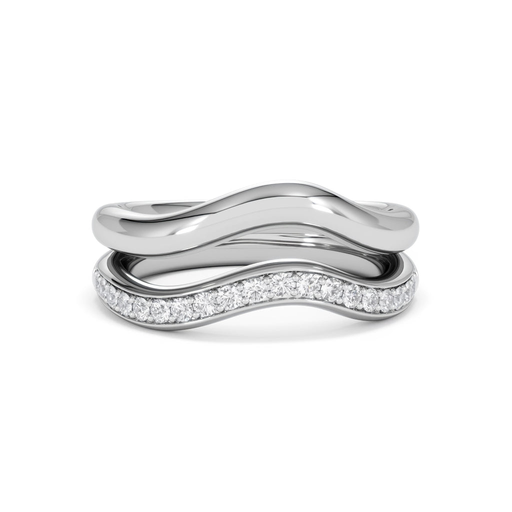 Duo Wave Stacking Lab Diamond Ring 0.26ct in 925 Silver