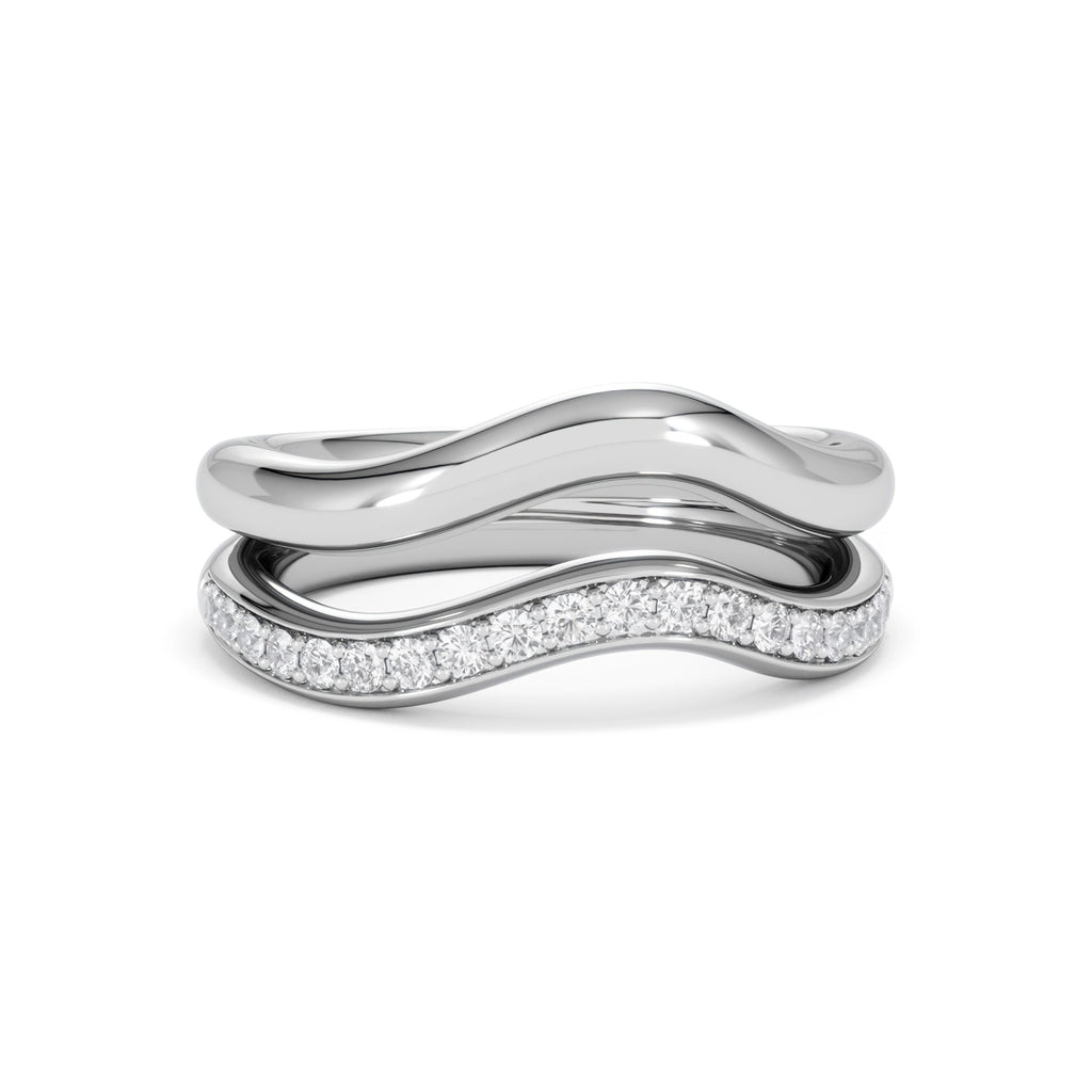 Duo Wave Stacking Lab Diamond Ring 0.26ct in 9K White Gold