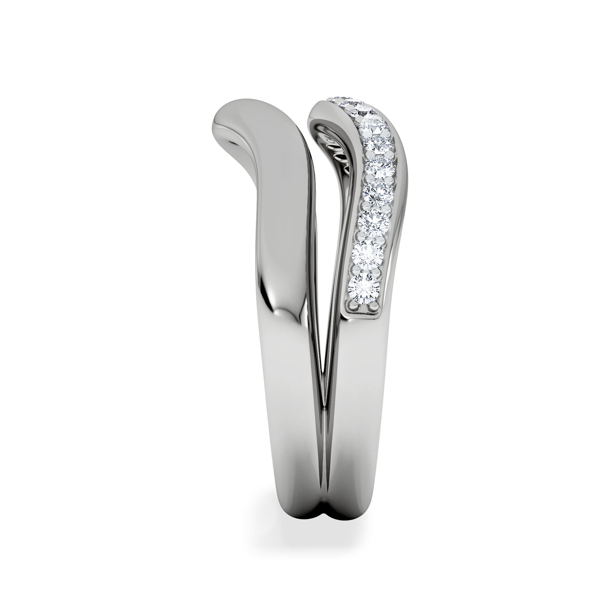 Duo Wave Stacking Lab Diamond Ring 0.26ct in 925 Silver
