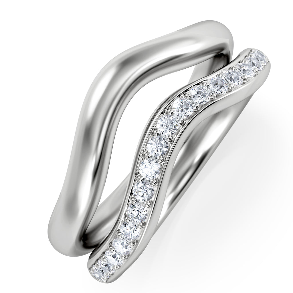 Duo Wave Stacking Lab Diamond Ring 0.26ct in 925 Silver