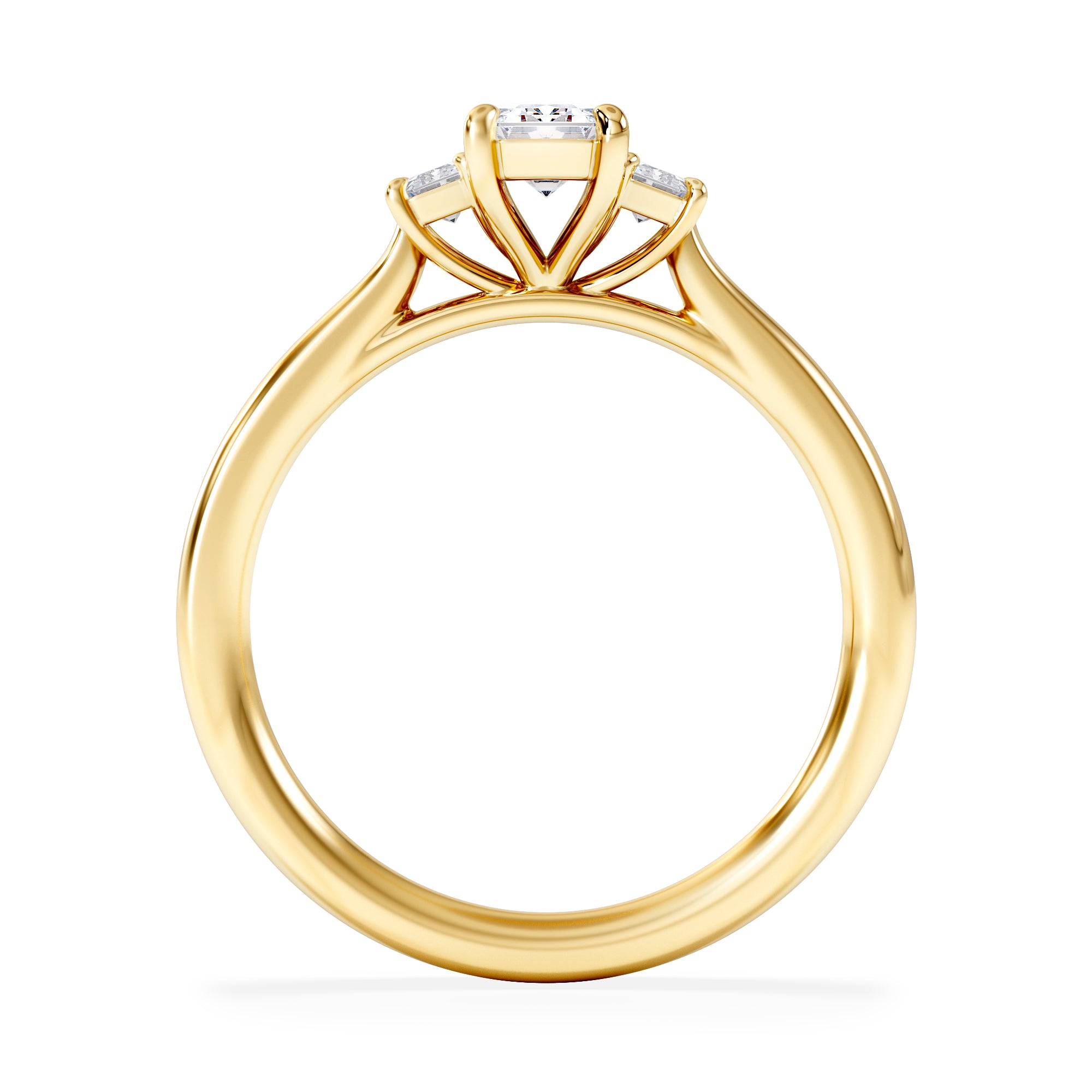 Evoke 3 Stone Emerald Cut Lab Diamond Ring 0.50ct in 18K Gold Vermeil
