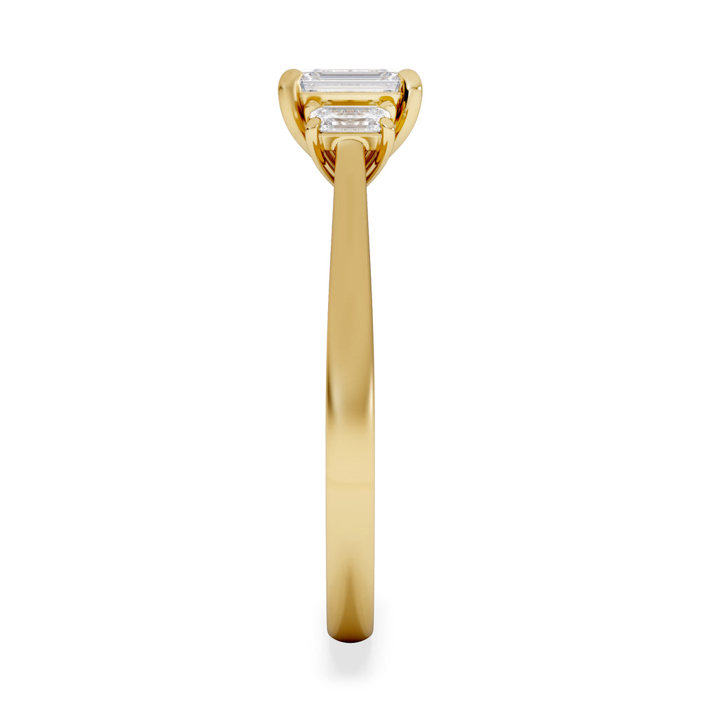 Evoke 3 Stone Emerald Cut Lab Diamond Ring 0.50ct in 18K Gold Vermeil