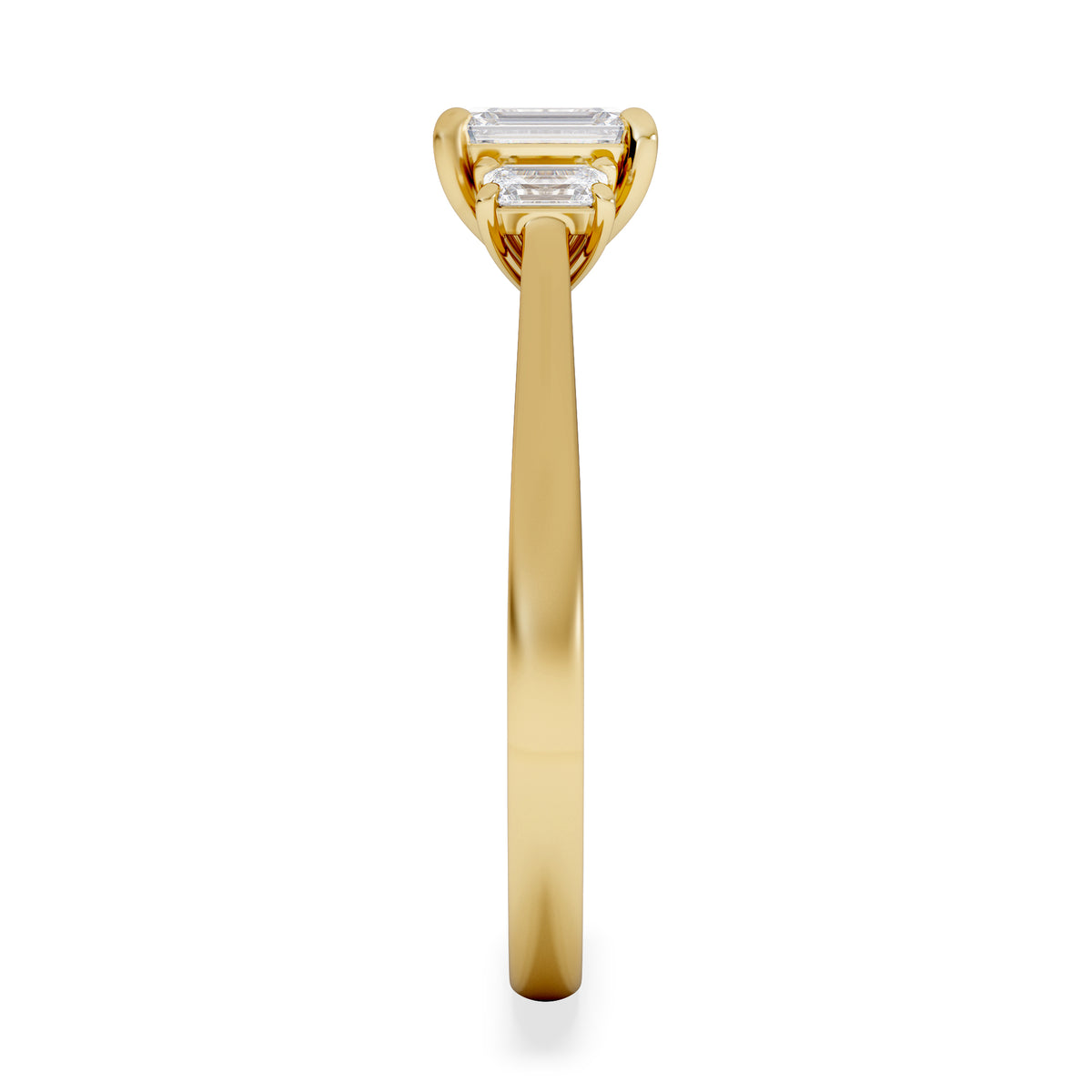 Evoke 3 Stone Emerald Cut Lab Diamond Ring 0.50ct in 18K Gold Vermeil