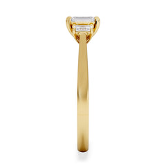 Evoke 3 Stone Emerald Cut Lab Diamond Ring 0.50ct in 9K Yellow Gold