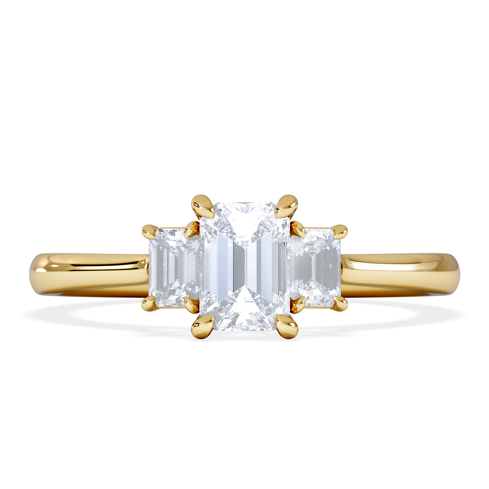 Evoke 3 Stone Emerald Cut Lab Diamond Ring 0.50ct in 18K Gold Vermeil