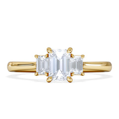 Evoke 3 Stone Emerald Cut Lab Diamond Ring 0.50ct in 18K Gold Vermeil