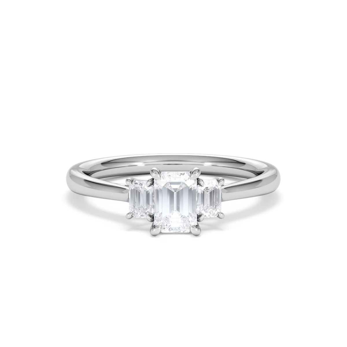 Bague 3 Rangs Diamant-Cut En Or Blanc 14k - Taille 6.5 - Occasion