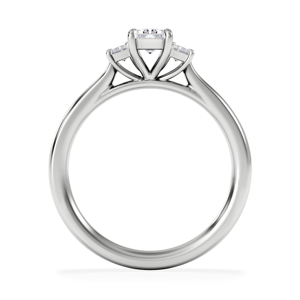 Evoke 3 Stone Emerald Cut Lab Diamond Ring 0.50ct in 925 Silver,Duchess