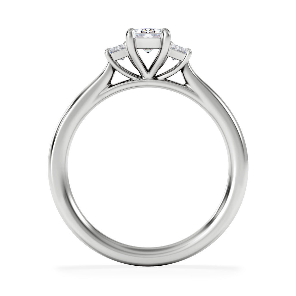 Evoke 3 Stone Emerald Cut Lab Diamond Ring 0.50ct in 925 Silver,Duchess