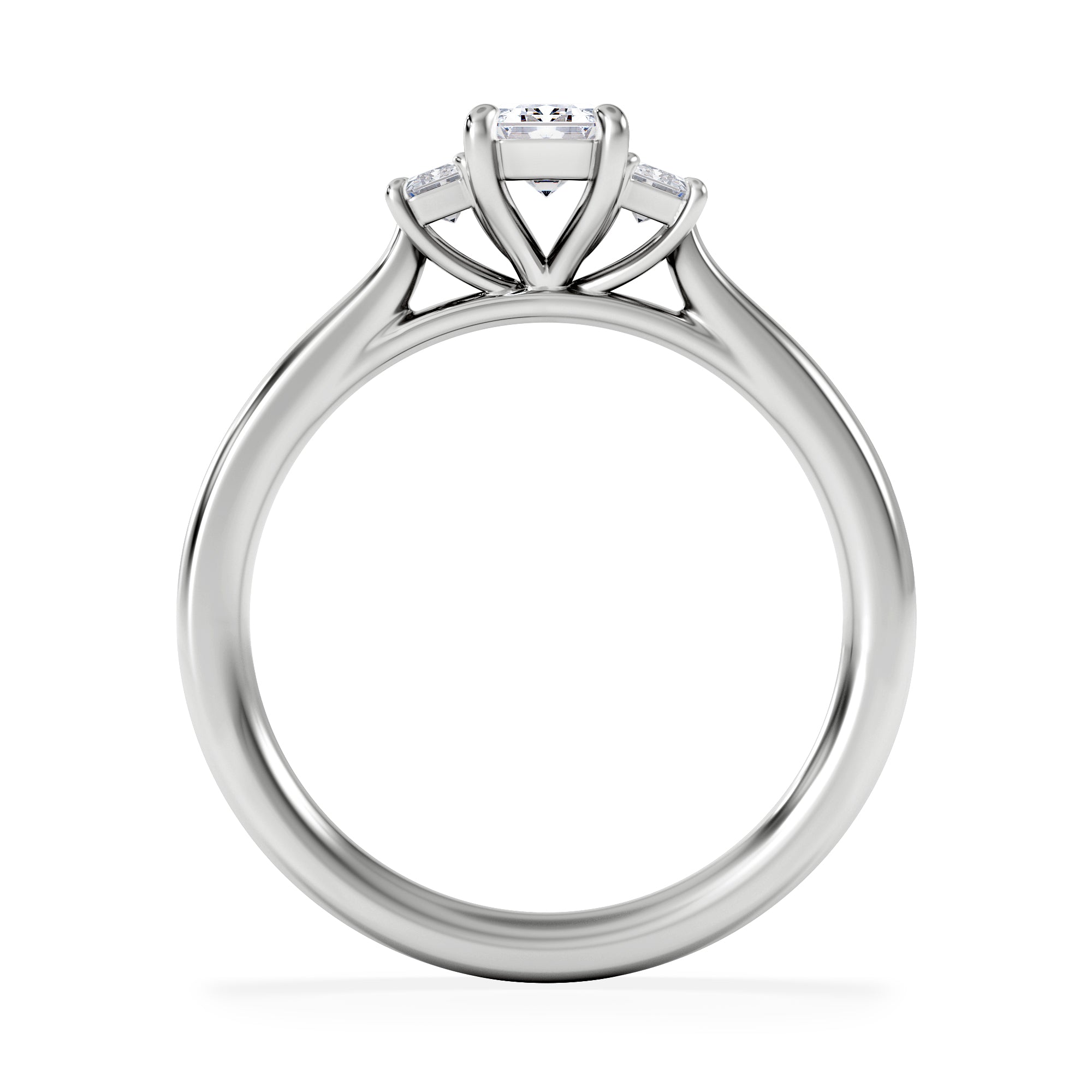 Evoke 3 Stone Emerald Cut Lab Diamond Ring 0.50ct in 925 Silver,Duchess