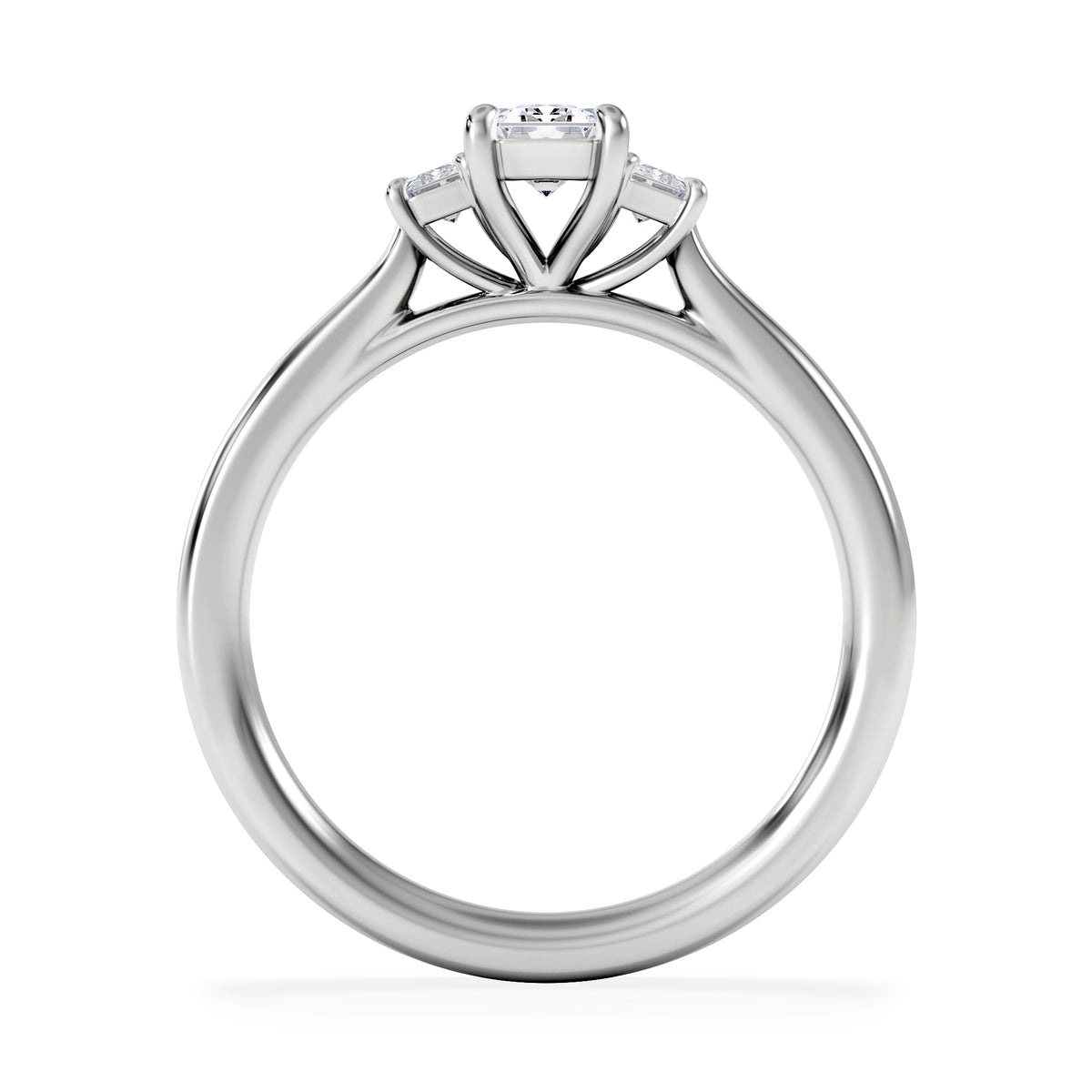 Evoke 3 Stone Emerald Cut Lab Diamond Ring 0.50ct in 9K White Gold