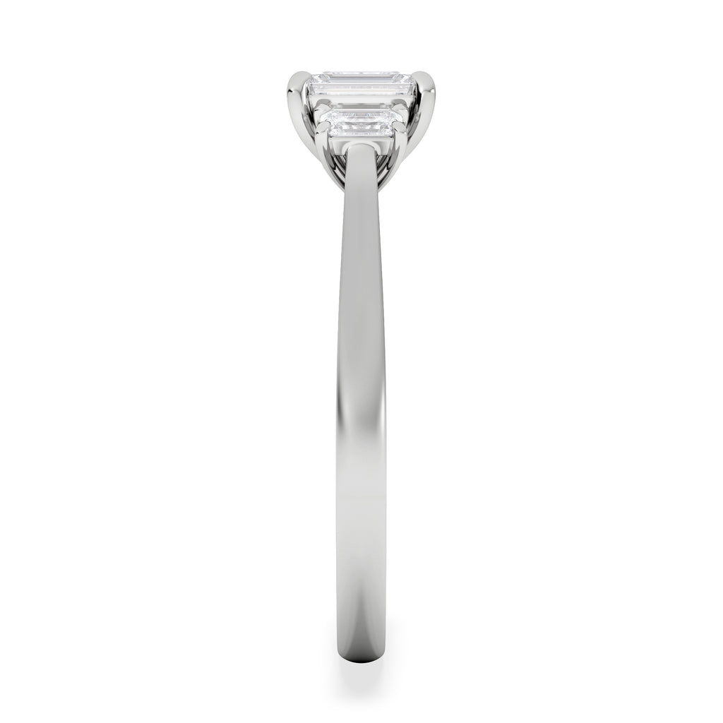 Evoke 3 Stone Emerald Cut Lab Diamond Ring 0.50ct in 925 Silver,Duchess