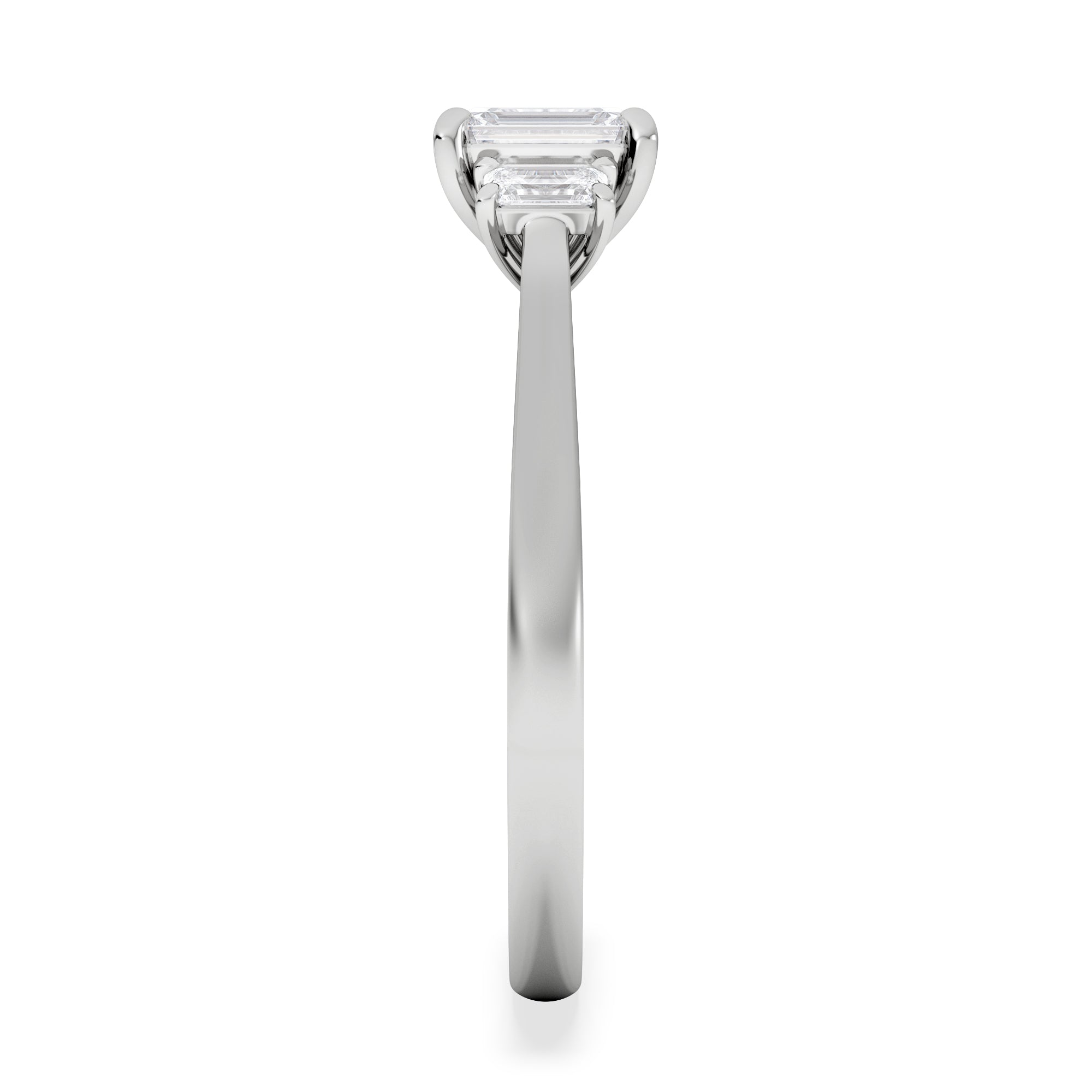 Evoke 3 Stone Emerald Cut Lab Diamond Ring 0.50ct in 925 Silver,Duchess