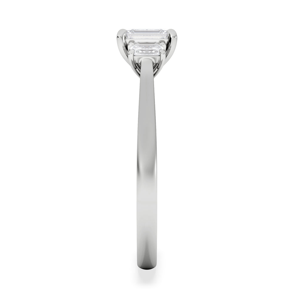 Evoke 3 Stone Emerald Cut Lab Diamond Ring 0.50ct in 9K White Gold