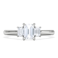 Evoke 3 Stone Emerald Cut Lab Diamond Ring 0.50ct in 925 Silver,Duchess
