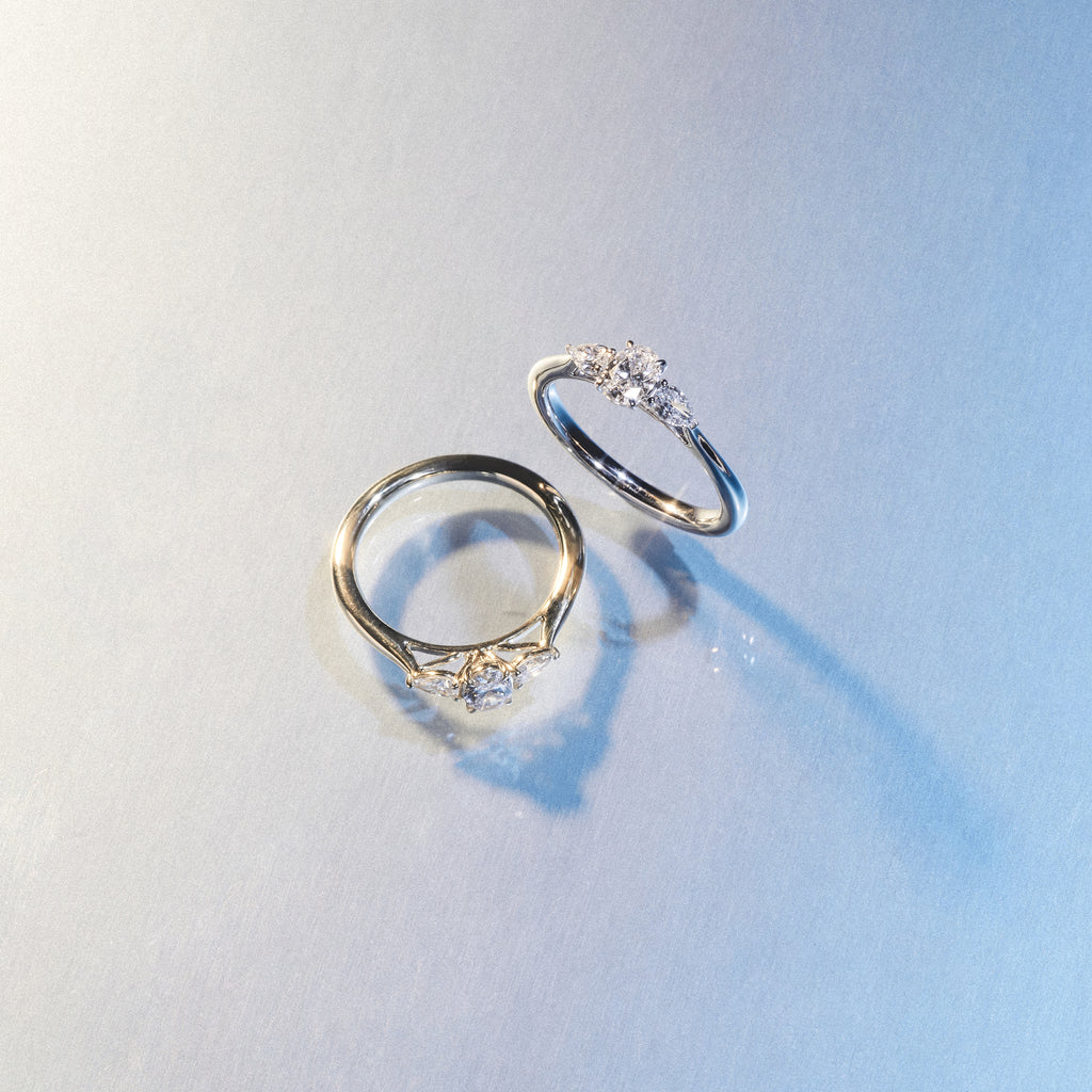 Evoke 3 Stone Oval Cut Lab Diamond Ring 0.50ct in 925 Silver