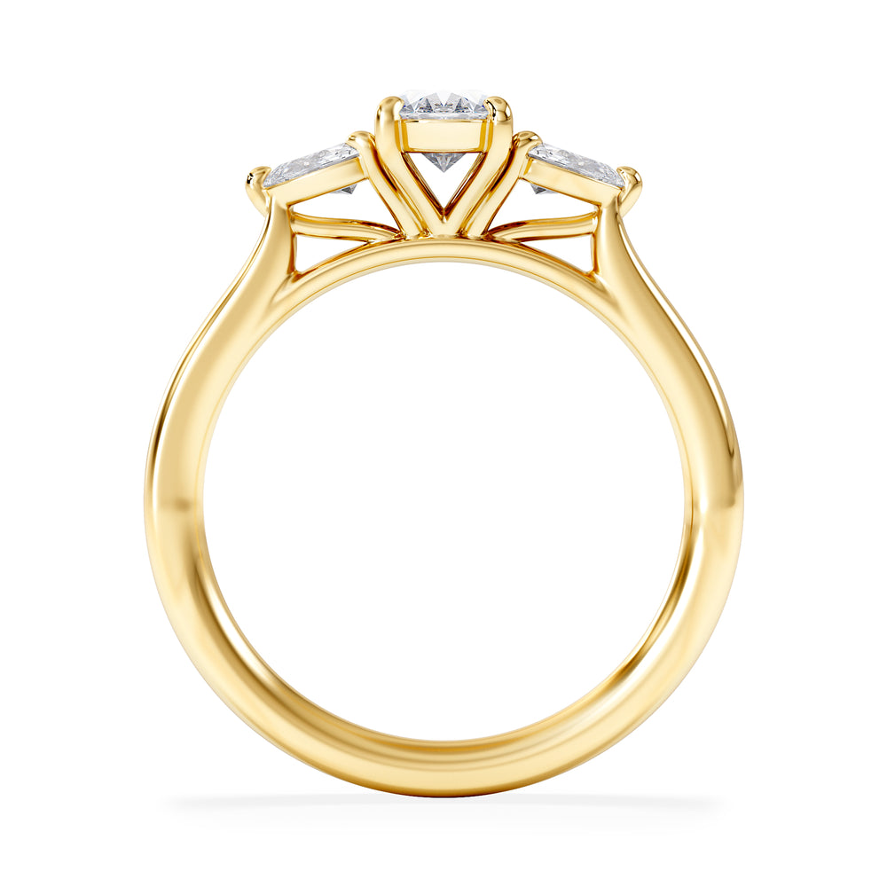 Evoke 3 Stone Oval Cut Lab Diamond Ring 0.50ct in 18K Gold Vermeil