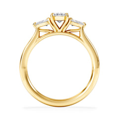 Evoke 3 Stone Oval Cut Lab Diamond Ring 0.50ct in 9K Yellow Gold