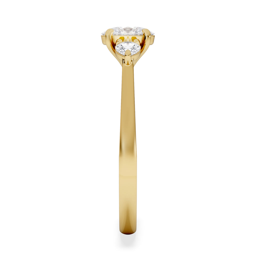 Evoke 3 Stone Oval Cut Lab Diamond Ring 0.50ct in 18K Gold Vermeil
