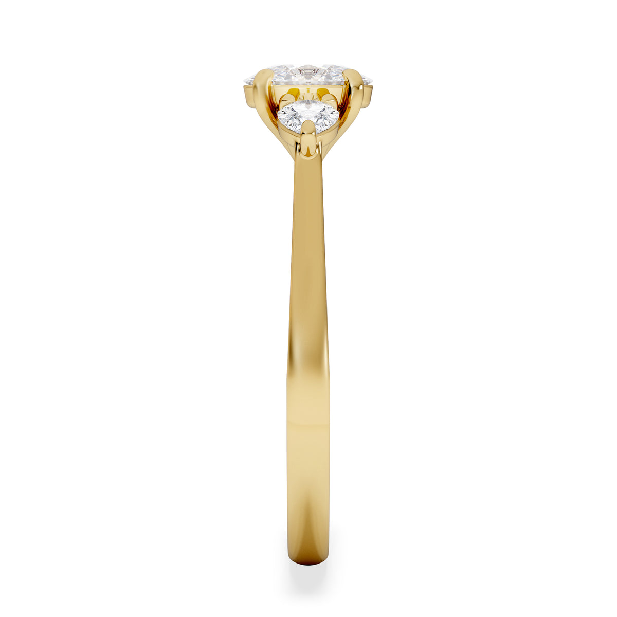Evoke 3 Stone Oval Cut Lab Diamond Ring 0.50ct in 18K Gold Vermeil