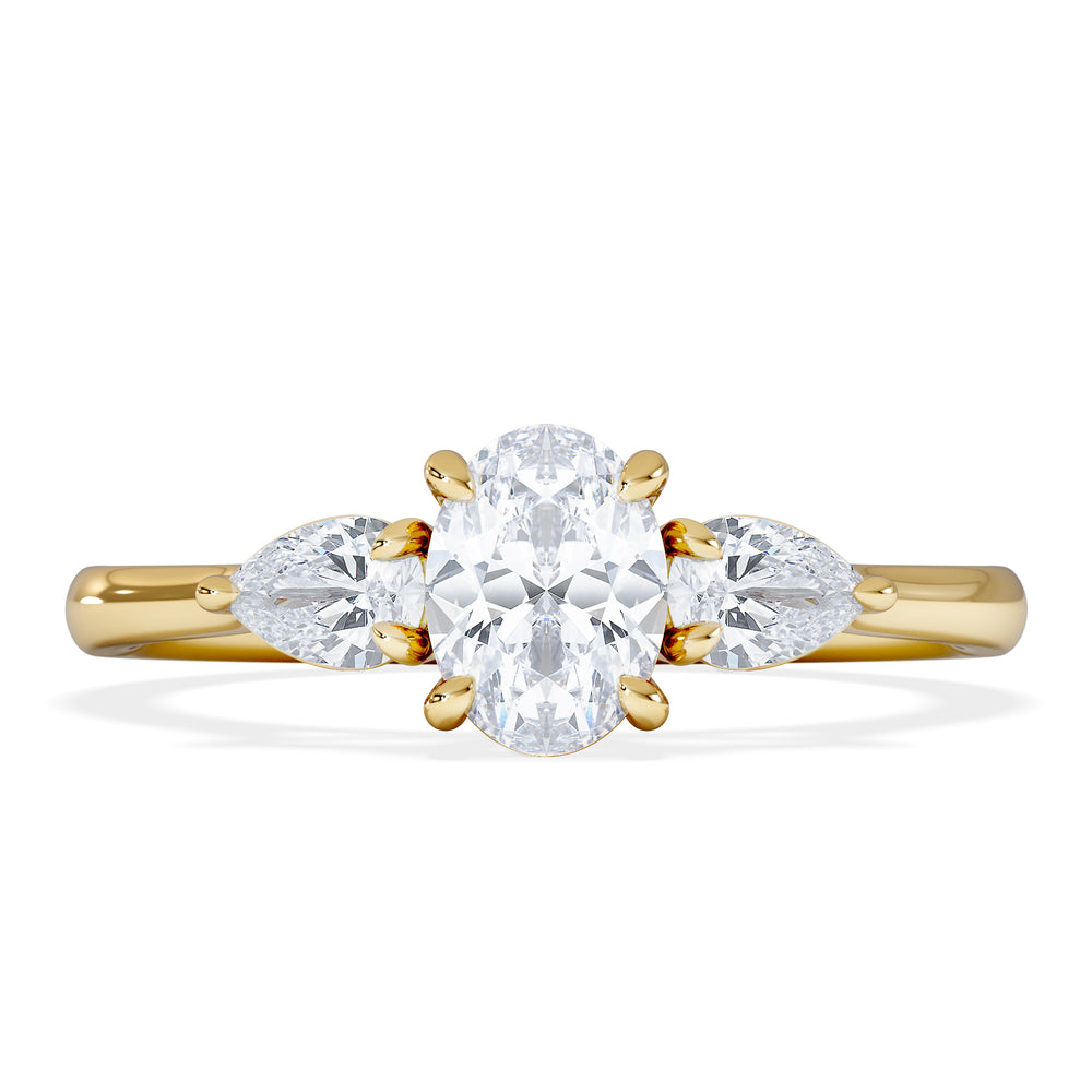 Evoke 3 Stone Oval Cut Lab Diamond Ring 0.50ct in 18K Gold Vermeil