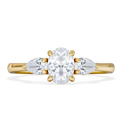 Evoke 3 Stone Oval Cut Lab Diamond Ring 0.50ct in 9K Yellow Gold