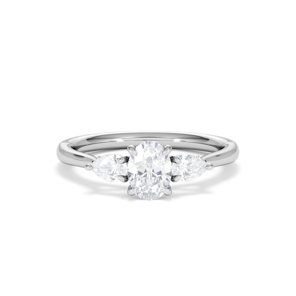 Evoke 3 Stone Oval Cut Lab Diamond Ring 0.50ct in 925 Silver