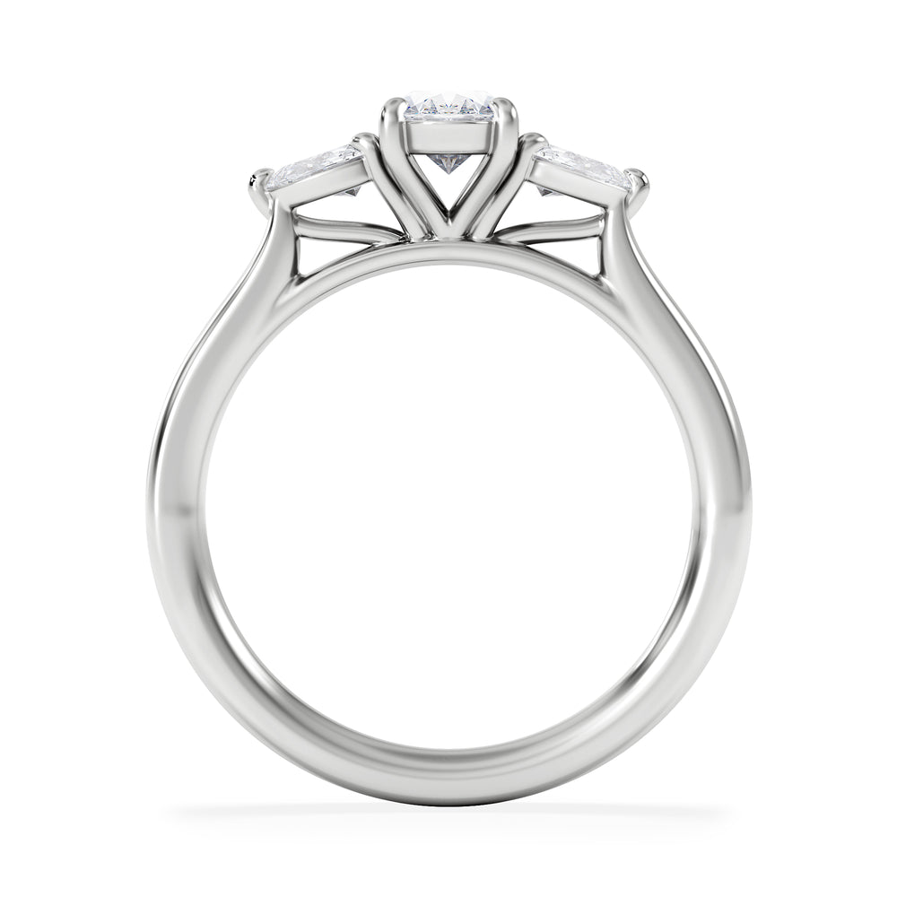 Evoke 3 Stone Oval Cut Lab Diamond Ring 0.50ct in 9K White Gold