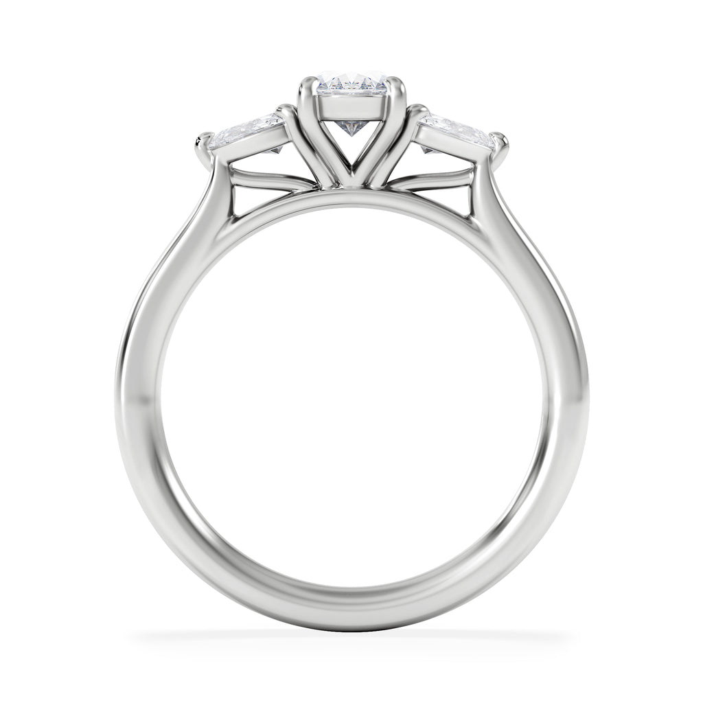 Evoke 3 Stone Oval Cut Lab Diamond Ring 0.50ct in 9K White Gold
