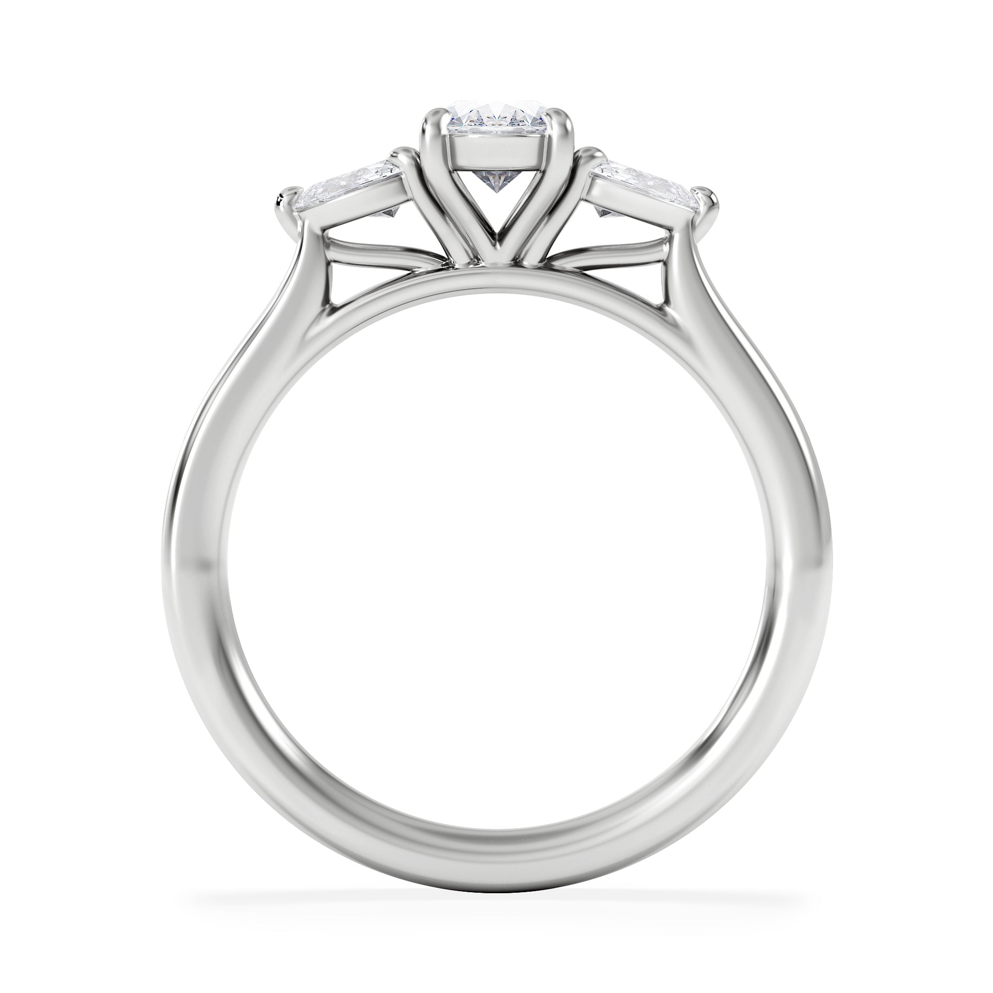 Evoke 3 Stone Oval Cut Lab Diamond Ring 0.50ct in 9K White Gold