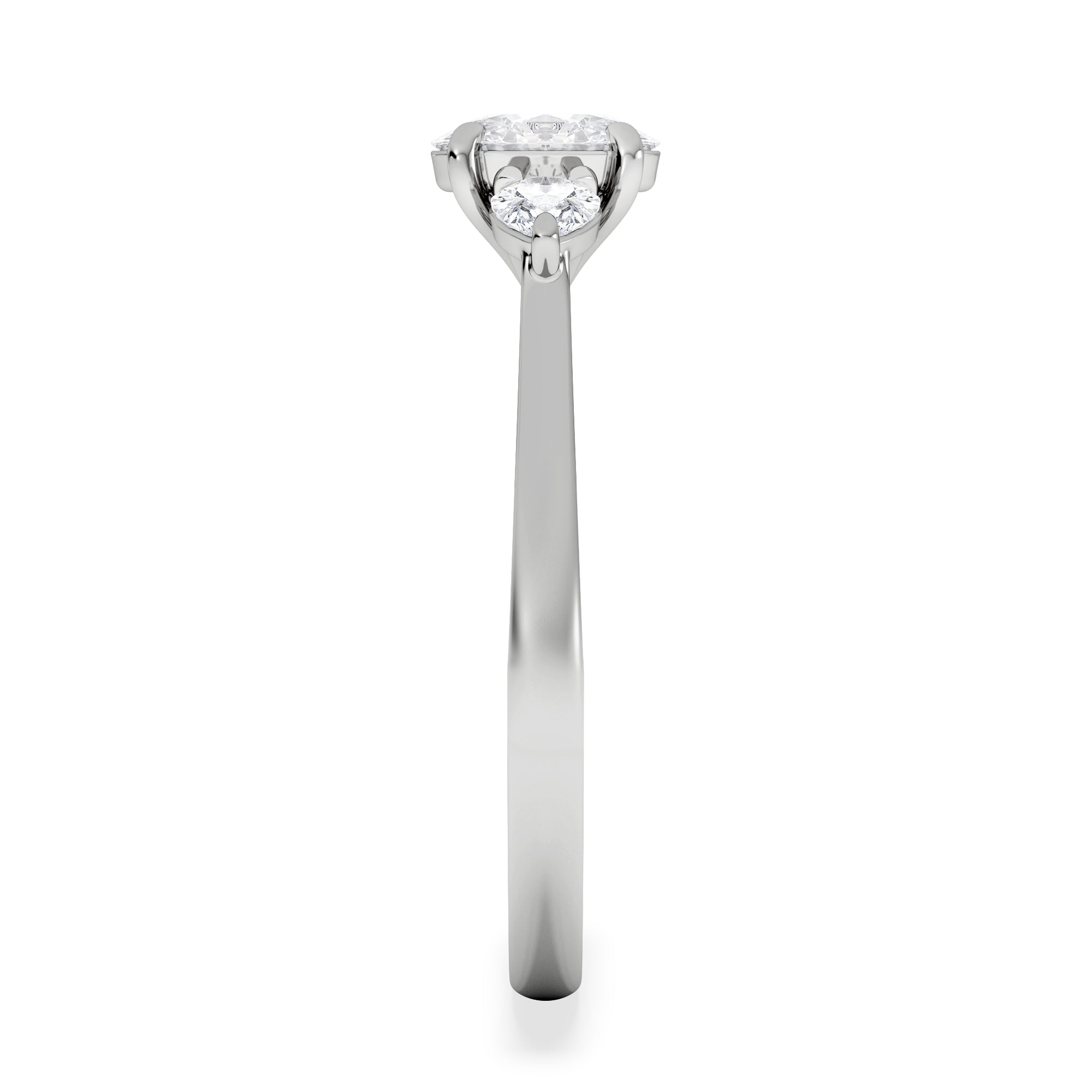 Evoke 3 Stone Oval Cut Lab Diamond Ring 0.50ct in 925 Silver