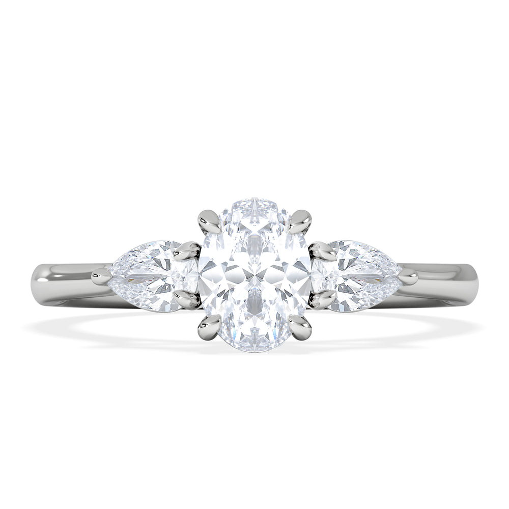 Evoke 3 Stone Oval Cut Lab Diamond Ring 0.50ct in 925 Silver