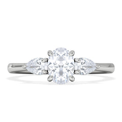 Evoke 3 Stone Oval Cut Lab Diamond Ring 0.50ct in 925 Silver