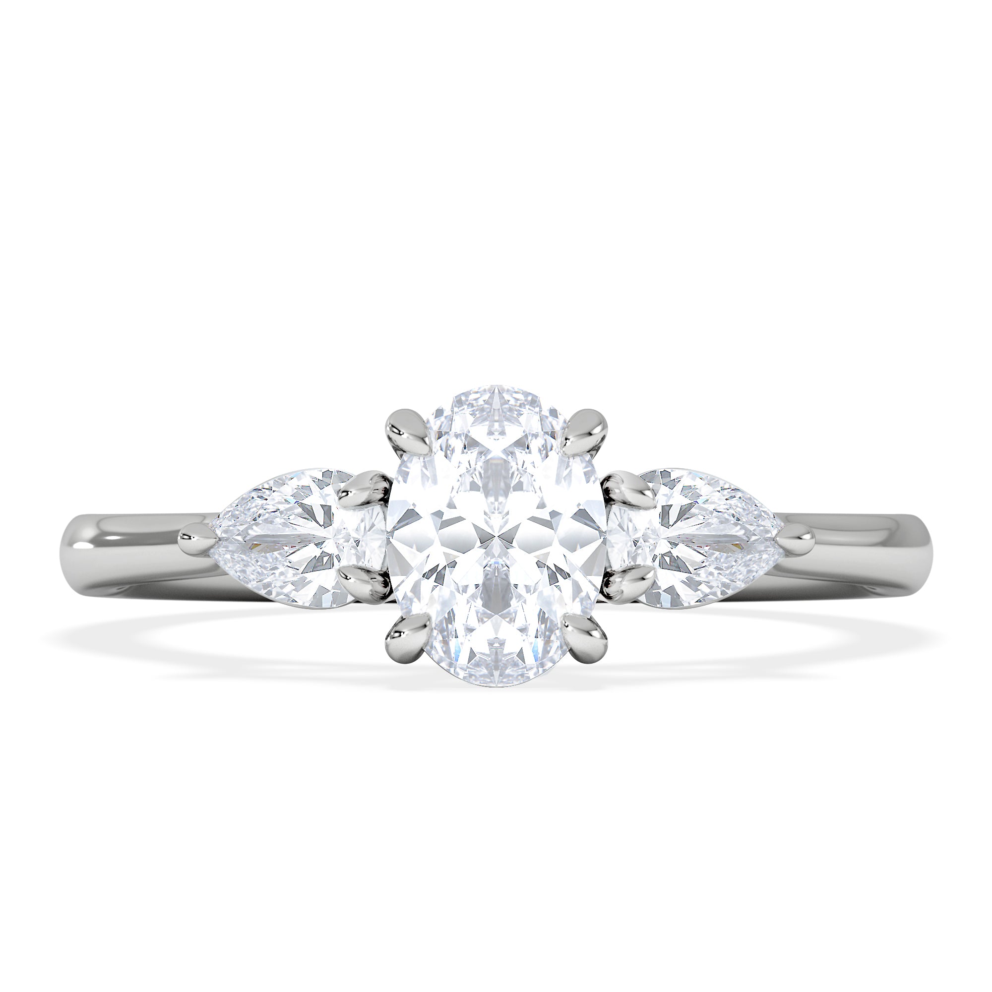 Evoke 3 Stone Oval Cut Lab Diamond Ring 0.50ct in 925 Silver