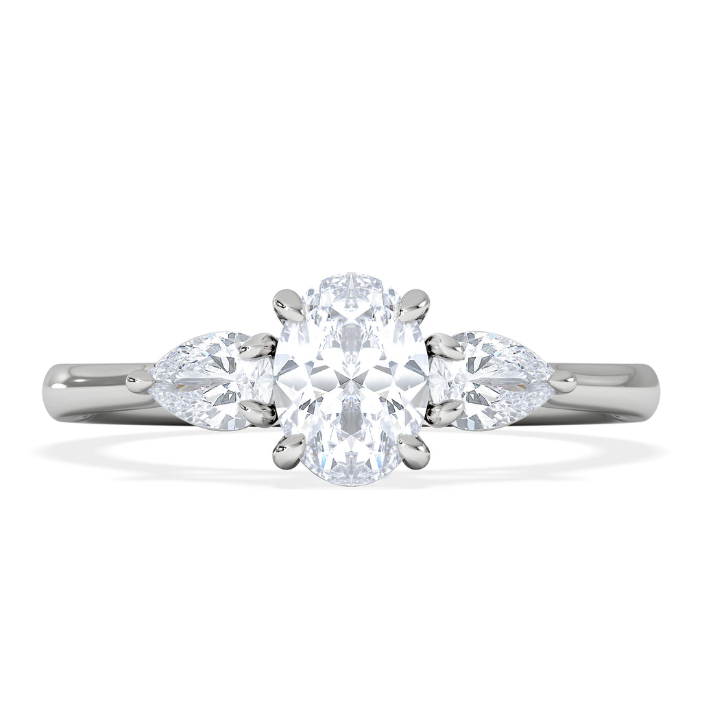 Evoke 3 Stone Oval Cut Lab Diamond Ring 0.50ct in 9K White Gold